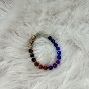 Multicolor Gemstone Beaded Stretch Bracelet - Chakra Style